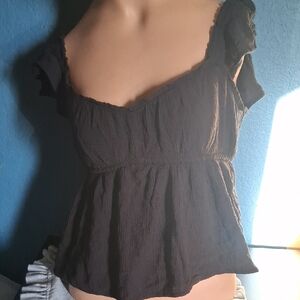 Hollister Black Ruffled Blouse